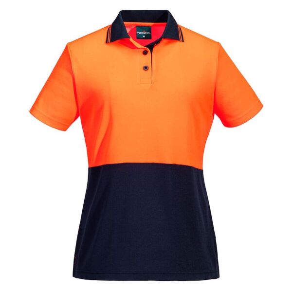Womens Hi Vis Cotton Comfort Contrast Class D Short Sleeve Polo Shirt Thumbnail