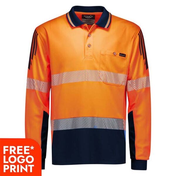 Mens Hi Vis Flux Segmented Tape Long Sleeve Polo Thumbnail