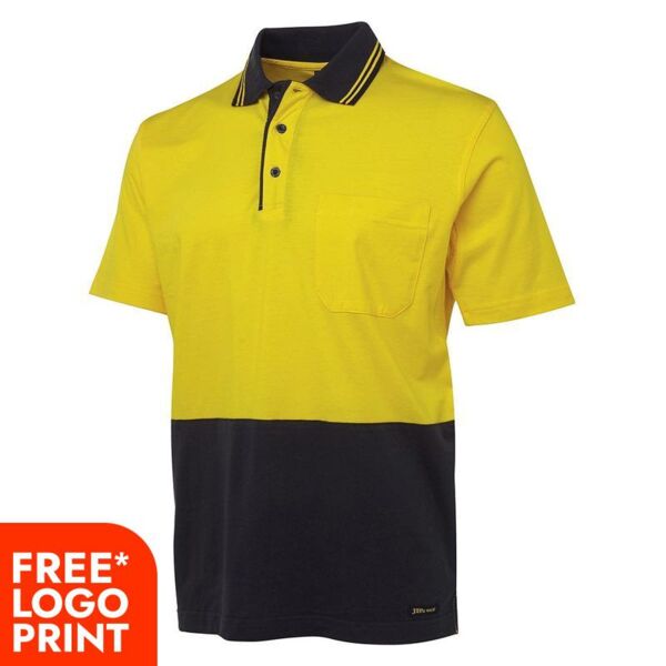 Mens Hi Vis Short Sleeve Cotton Polo Thumbnail