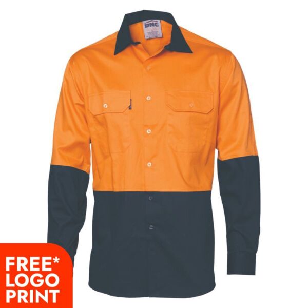 Mens HiVis Two Tone Cotton Drill Vented Shirt Thumbnail