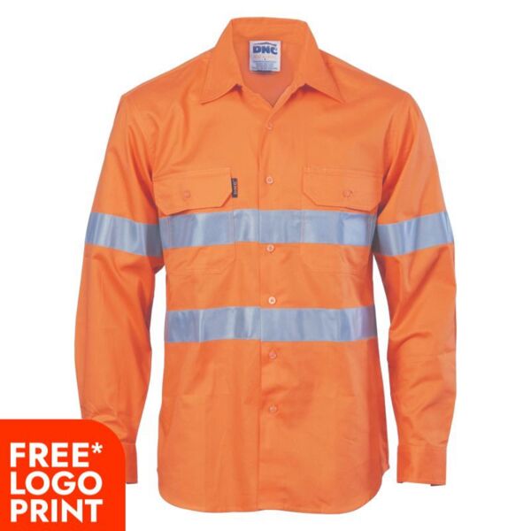 Mens HiVis Vertical Vented Cotton Shirt with Generic R/Tape Thumbnail